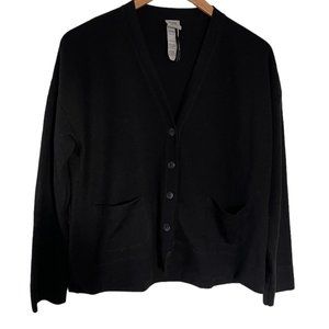 Lunn by Lilith Cardigan Sweater T1 / Small S Black Pockets Minimalist Lagenlook